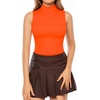 image:imageMANGOPOP Womens Mock Turtle Neck Sleeveless Tank Tops Bodysuit Leotard Clothing14 Orange
