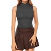 image:imageMANGOPOP Womens Mock Turtle Neck Sleeveless Tank Tops Bodysuit Leotard Clothing15 Dark Heather Grey