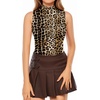 image:imageMANGOPOP Womens Mock Turtle Neck Sleeveless Tank Tops Bodysuit Leotard Clothing15 Leopard