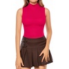 image:imageMANGOPOP Womens Mock Turtle Neck Sleeveless Tank Tops Bodysuit Leotard Clothing16 Rose Pink