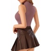 image:imageMANGOPOP Womens Mock Turtle Neck Sleeveless Tank Tops Bodysuit Leotard Clothing17 Marsala