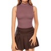 image:imageMANGOPOP Womens Mock Turtle Neck Sleeveless Tank Tops Bodysuit Leotard Clothing17 Marsala