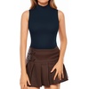 image:imageMANGOPOP Womens Mock Turtle Neck Sleeveless Tank Tops Bodysuit Leotard ClothingDeep Blue