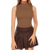 image:imageMANGOPOP Womens Mock Turtle Neck Sleeveless Tank Tops Bodysuit Leotard ClothingLight Coffee