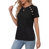 image:imageMANGOPOP Womens Short Sleeve Tunic Tops Business Casual T Shirt with Button 2026 Summer Trendy TeesAblack