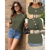 image:imageMANGOPOP Womens Short Sleeve Tunic Tops Business Casual T Shirt with Button 2026 Summer Trendy TeesArmy Green
