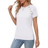 image:imageMANGOPOP Womens Short Sleeve Tunic Tops Business Casual T Shirt with Button 2026 Summer Trendy TeesBwhite