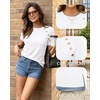 image:imageMANGOPOP Womens Short Sleeve Tunic Tops Business Casual T Shirt with Button 2026 Summer Trendy TeesBwhite