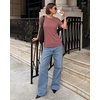 image:imageMANGOPOP Womens Short Sleeve Tunic Tops Business Casual T Shirt with Button 2026 Summer Trendy TeesMarsala