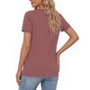 image:imageMANGOPOP Womens Short Sleeve Tunic Tops Business Casual T Shirt with Button 2026 Summer Trendy TeesMarsala