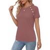 image:imageMANGOPOP Womens Short Sleeve Tunic Tops Business Casual T Shirt with Button 2026 Summer Trendy TeesMarsala