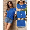 image:imageMANGOPOP Womens Short Sleeve Tunic Tops Business Casual T Shirt with Button 2026 Summer Trendy TeesRoyal Blue