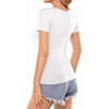 image:imageMANGOPOP Womens Square Neck T Shirts Long Sleeve Short Sleeve Tops Fitted TeesA02 Short Sleeve White