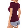 image:imageMANGOPOP Womens Square Neck T Shirts Long Sleeve Short Sleeve Tops Fitted TeesB03 Short Sleeve Burgundy