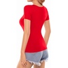 image:imageMANGOPOP Womens Square Neck T Shirts Long Sleeve Short Sleeve Tops Fitted TeesB04 Short Sleeve Red