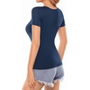 image:imageMANGOPOP Womens Square Neck T Shirts Long Sleeve Short Sleeve Tops Fitted TeesB05 Short Sleeve Navy Blue