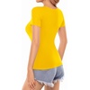 image:imageMANGOPOP Womens Square Neck T Shirts Long Sleeve Short Sleeve Tops Fitted TeesB09 Short Sleeve Yellow