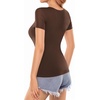 image:imageMANGOPOP Womens Square Neck T Shirts Long Sleeve Short Sleeve Tops Fitted TeesB10 Short Sleeve Coffee