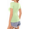 image:imageMANGOPOP Womens Square Neck T Shirts Long Sleeve Short Sleeve Tops Fitted TeesB13 Short Sleeve Fern Green