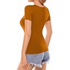 image:imageMANGOPOP Womens Square Neck T Shirts Long Sleeve Short Sleeve Tops Fitted TeesB14 Short Sleeve Camel