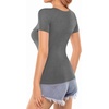 image:imageMANGOPOP Womens Square Neck T Shirts Long Sleeve Short Sleeve Tops Fitted TeesB15 Short Sleeve Dark Heather Grey