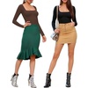 image:imageMANGOPOP Womens Square Neck T Shirts Long Sleeve Short Sleeve Tops Fitted TeesC04 Long Sleeve Coffee