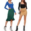 image:imageMANGOPOP Womens Square Neck T Shirts Long Sleeve Short Sleeve Tops Fitted TeesC09 Long Sleeve Royal Blue