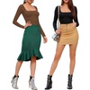 image:imageMANGOPOP Womens Square Neck T Shirts Long Sleeve Short Sleeve Tops Fitted TeesC10 Long Sleeve Brown