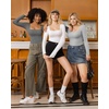 image:imageMANGOPOP Womens Square Neck T Shirts Long Sleeve Short Sleeve Tops Fitted TeesC12 Long Sleeve Dark Heather Grey
