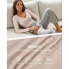 image:imageMANGOPOP Womens V Neck Long Sleeve Bodysuit Sweater Slim Fitted Body Suit Thermal Fleece Ribbed Knit Fall Tops 202502 Nude