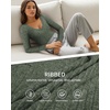 image:imageMANGOPOP Womens V Neck Long Sleeve Bodysuit Sweater Slim Fitted Body Suit Thermal Fleece Ribbed Knit Fall Tops 2025Army Green