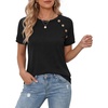 image:imageMANGOPOP Womens Short Sleeve Tunic Tops Business Casual T Shirt with Button 2026 Summer Trendy TeesAblack
