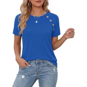 image:imageMANGOPOP Womens Short Sleeve Tunic Tops Business Casual T Shirt with Button 2026 Summer Trendy TeesRoyal Blue