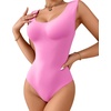 image:imageMANGOPOP Sleeveless Bodysuit For Women Scoop Neck Double Lined Tank Top Body Suit Basic Fitted Summer Going Out TopsBlush