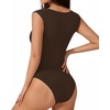 image:imageMANGOPOP Sleeveless Bodysuit For Women Scoop Neck Double Lined Tank Top Body Suit Basic Fitted Summer Going Out TopsCoffee