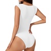 image:imageMANGOPOP Sleeveless Bodysuit For Women Scoop Neck Double Lined Tank Top Body Suit Basic Fitted Summer Going Out TopsWhite
