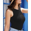 image:imageMANGOPOP Sleeveless Bodysuits for Women Crew Neck Tank Top Body Suit Basic Slim Fit Bodysuit TopsBlack