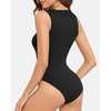 image:imageMANGOPOP Sleeveless Bodysuits for Women Crew Neck Tank Top Body Suit Basic Slim Fit Bodysuit TopsBlack