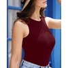 image:imageMANGOPOP Sleeveless Bodysuits for Women Crew Neck Tank Top Body Suit Basic Slim Fit Bodysuit TopsBurgundy