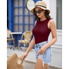 image:imageMANGOPOP Sleeveless Bodysuits for Women Crew Neck Tank Top Body Suit Basic Slim Fit Bodysuit TopsBurgundy