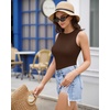 image:imageMANGOPOP Sleeveless Bodysuits for Women Crew Neck Tank Top Body Suit Basic Slim Fit Bodysuit TopsCoffee
