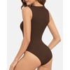 image:imageMANGOPOP Sleeveless Bodysuits for Women Crew Neck Tank Top Body Suit Basic Slim Fit Bodysuit TopsCoffee