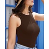 image:imageMANGOPOP Sleeveless Bodysuits for Women Crew Neck Tank Top Body Suit Basic Slim Fit Bodysuit TopsCoffee