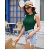 image:imageMANGOPOP Sleeveless Bodysuits for Women Crew Neck Tank Top Body Suit Basic Slim Fit Bodysuit TopsDark Green