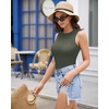 image:imageMANGOPOP Sleeveless Bodysuits for Women Crew Neck Tank Top Body Suit Basic Slim Fit Bodysuit TopsGray Green