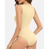 image:imageMANGOPOP Sleeveless Bodysuits for Women Crew Neck Tank Top Body Suit Basic Slim Fit Bodysuit TopsLight Apricot
