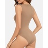 image:imageMANGOPOP Sleeveless Bodysuits for Women Crew Neck Tank Top Body Suit Basic Slim Fit Bodysuit TopsMocha