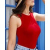 image:imageMANGOPOP Sleeveless Bodysuits for Women Crew Neck Tank Top Body Suit Basic Slim Fit Bodysuit TopsRed