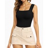 image:imageMANGOPOP Tank Top Bodysuit for Women Square Neck Sleeveless Backless Body Suits Going Out TopsBlack
