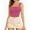 image:imageMANGOPOP Tank Top Bodysuit for Women Square Neck Sleeveless Backless Body Suits Going Out TopsBlush